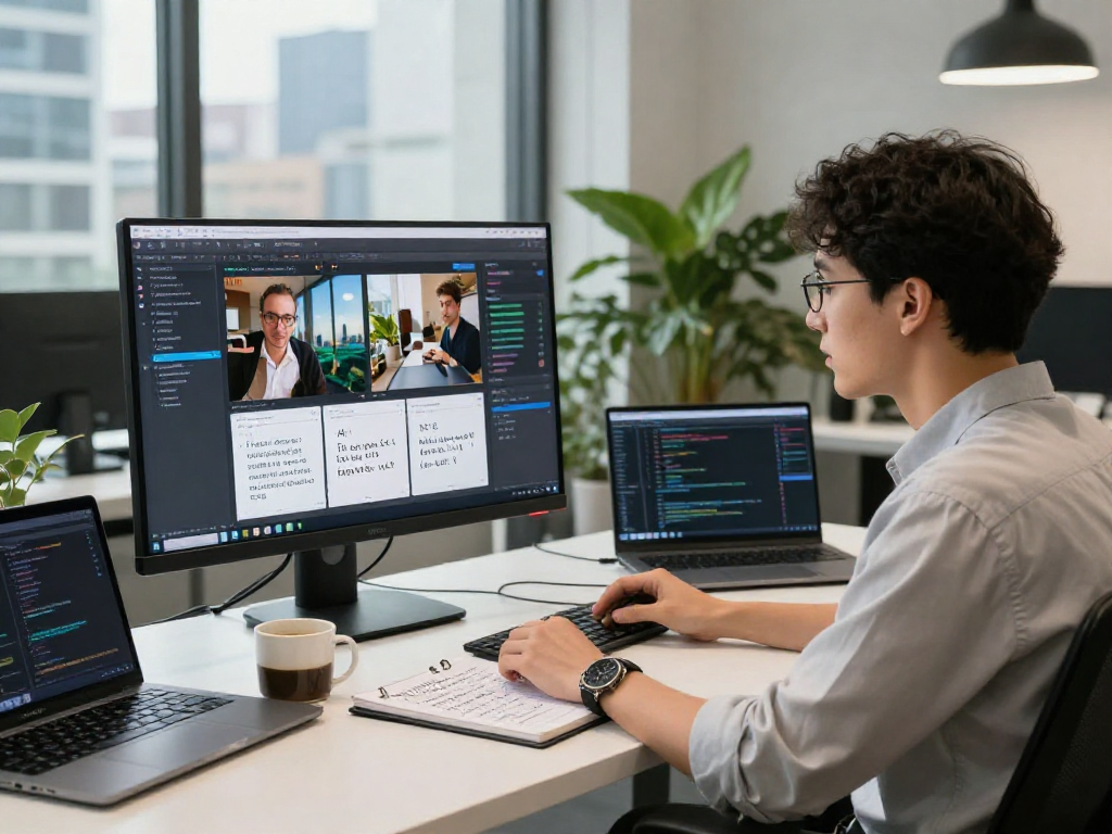 AI detector analysis in a modern workspace showing software interface and data insights