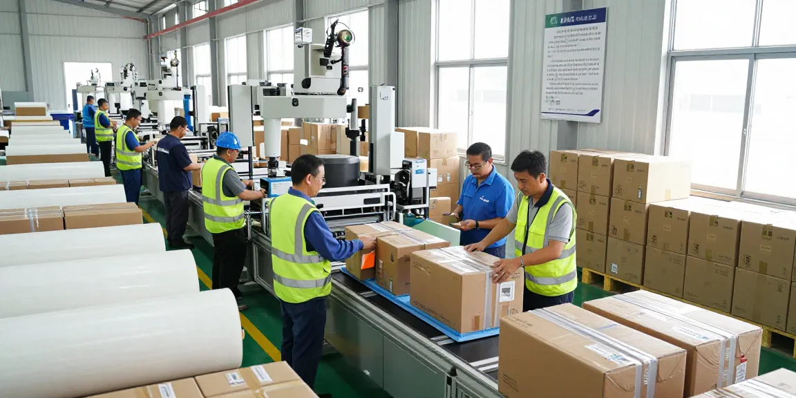 ROKOK88 daftar highlights quality waterproof and airtight packaging production in a bustling warehouse.