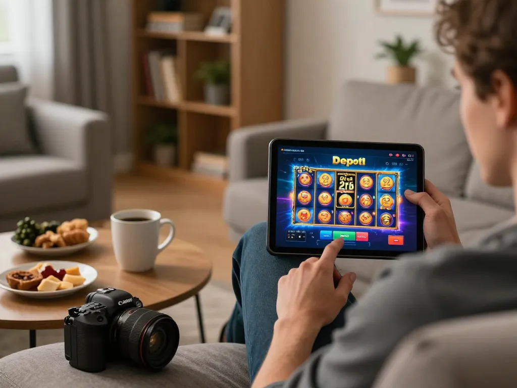 Engaging in exciting online gaming with slot deposit 2rb on tablet.