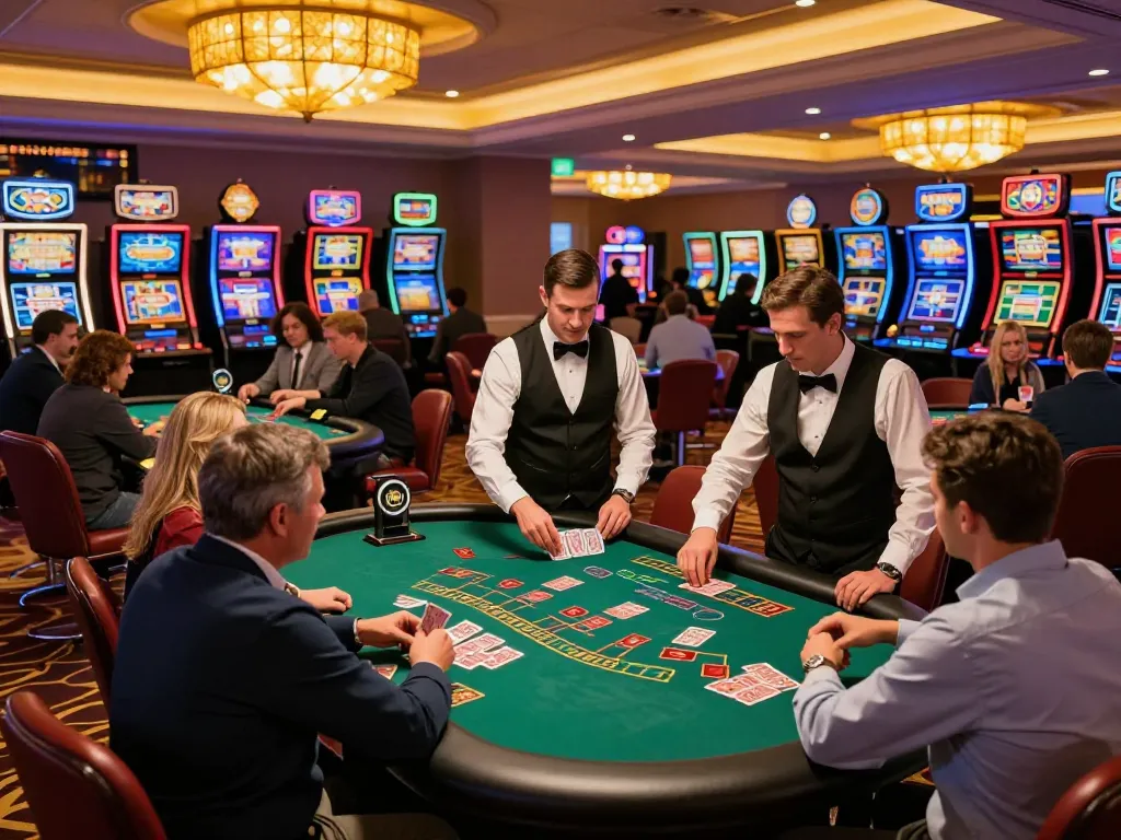 Engaging scene of players at the best widget store casino, showcasing blackjack gameplay and vibrant atmosphere.