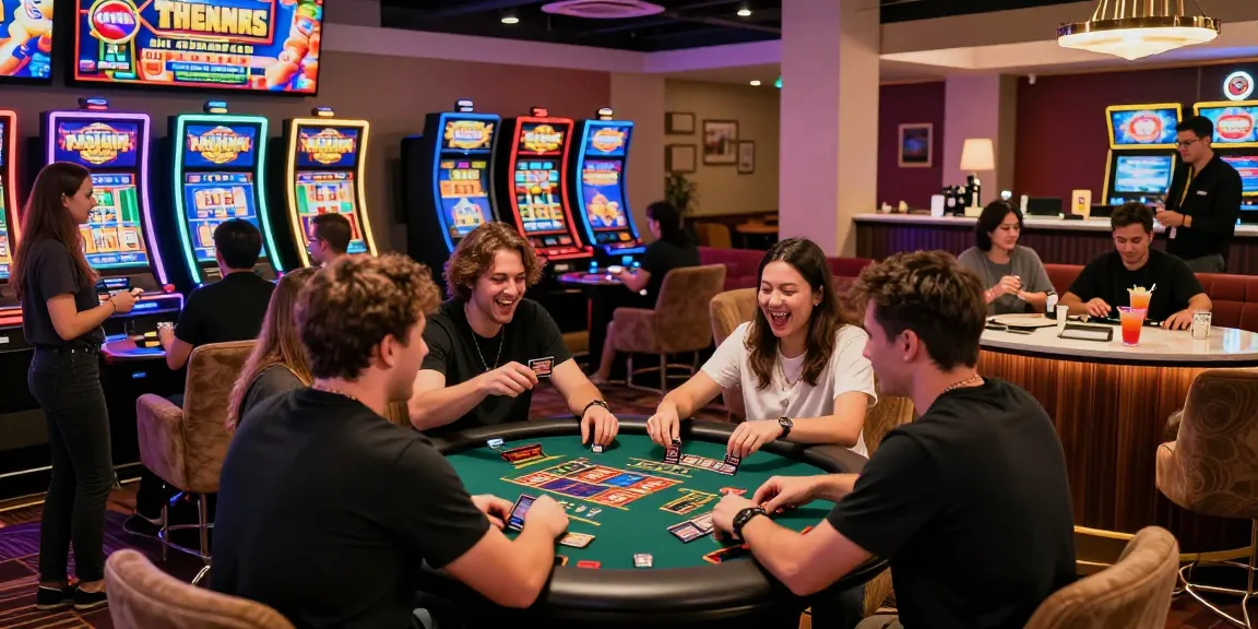 Dynamic online casino experience at https://iis.org.uk with players enjoying credit card gaming, vibrant atmosphere.