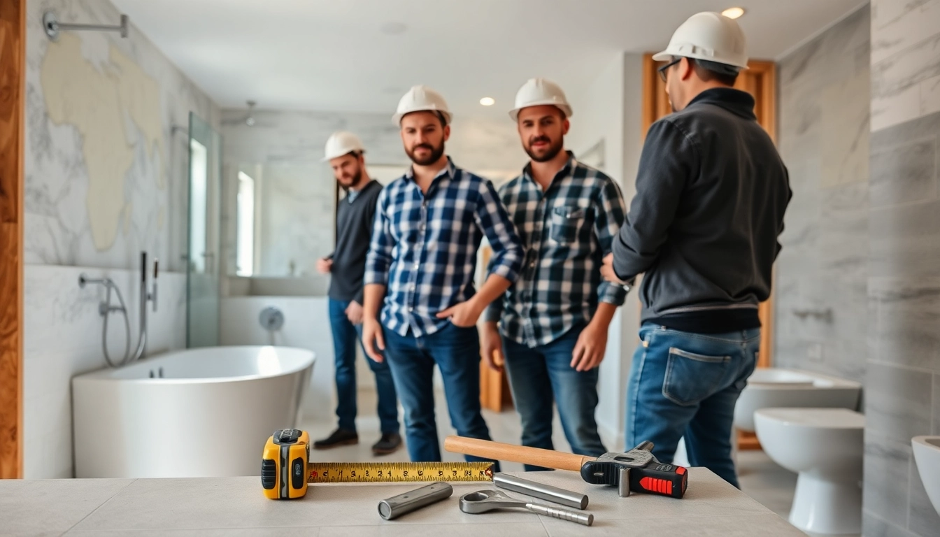 Innovative bathroom builders renovating a stylish space with quality materials.