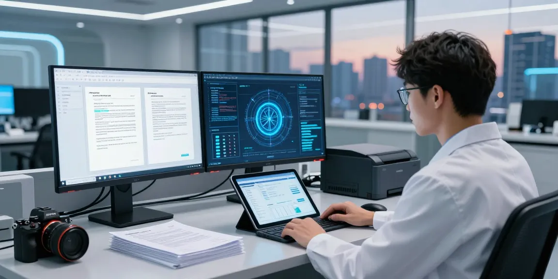 Detect fraud in PDF using advanced AI technology in a high-tech lab setting.