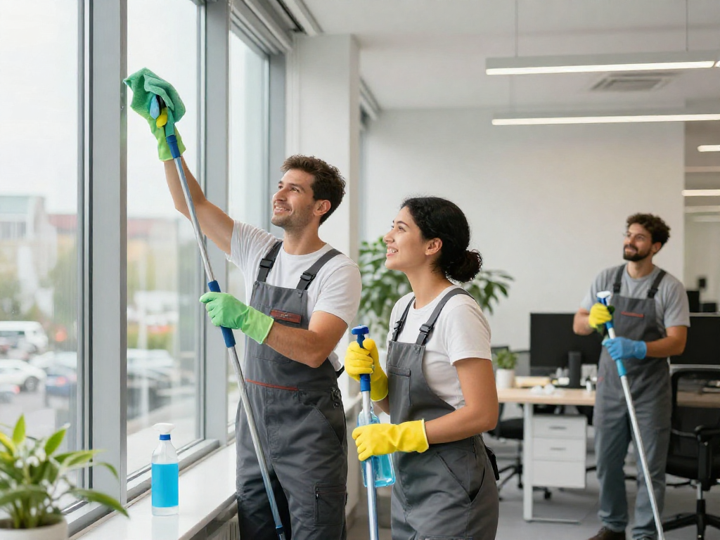 Reinigungsunternehmen Dortmund - Professionelles Reinigungsteam reinigt Büros mit umweltfreundlichen Produkten in Dortmund.