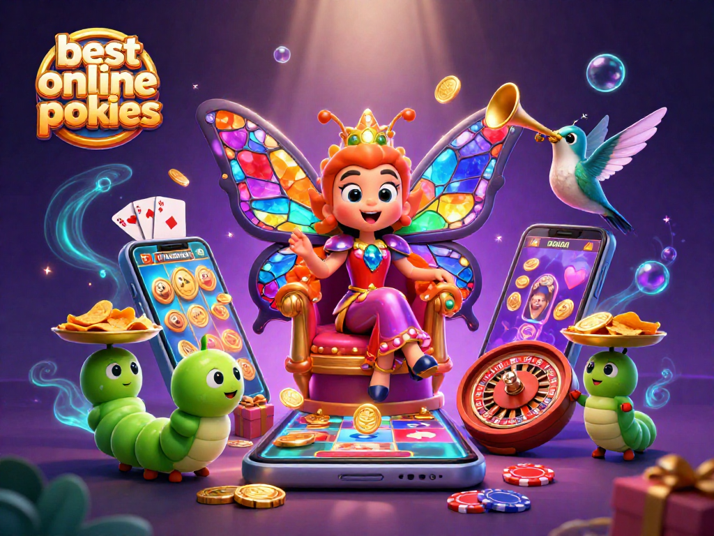 Experience the thrill of best online pokies with vibrant characters and dynamic game elements in a captivating scene.