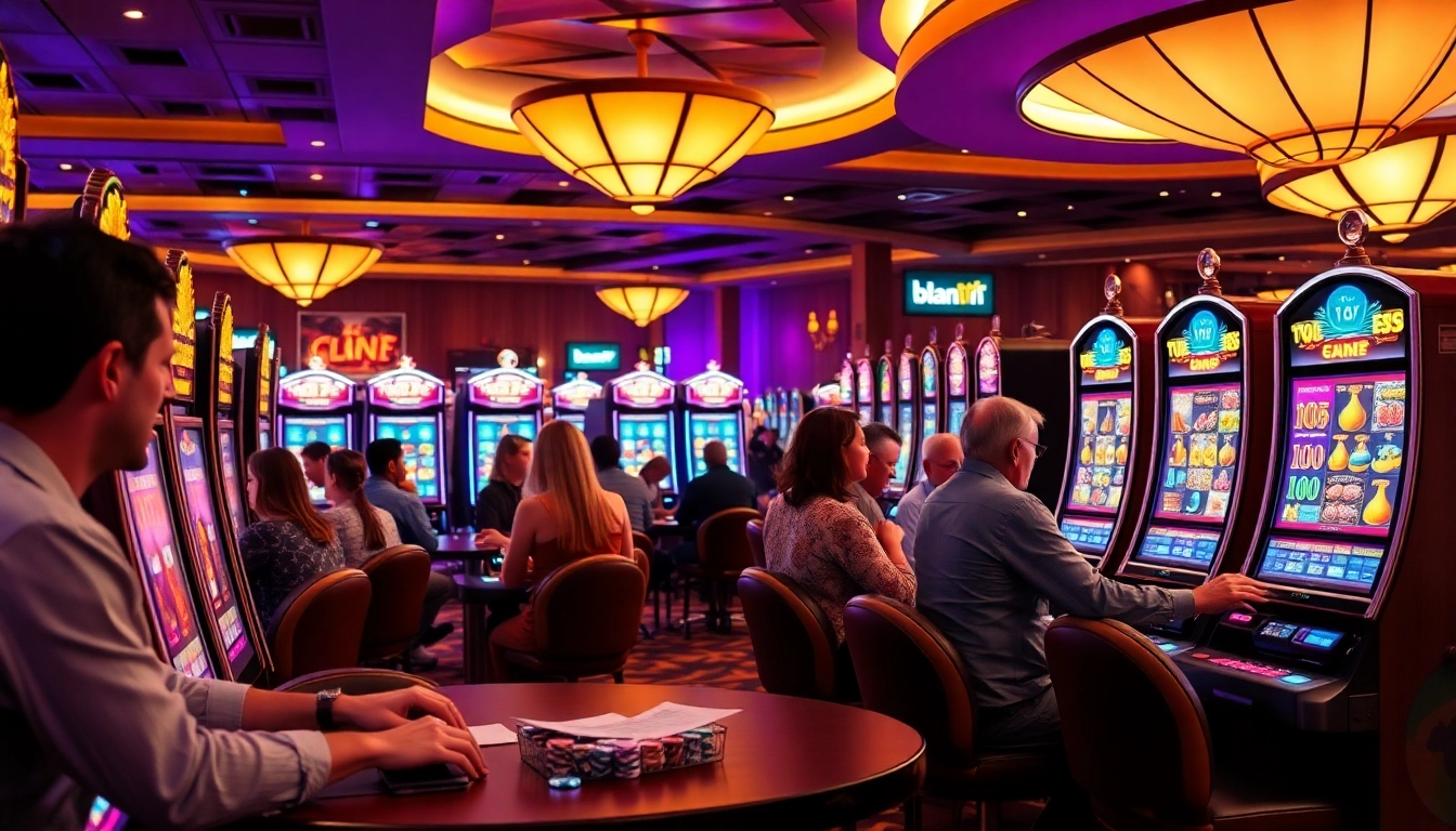 Enjoying thrilling gameplay at slot online machines in a lively casino atmosphere