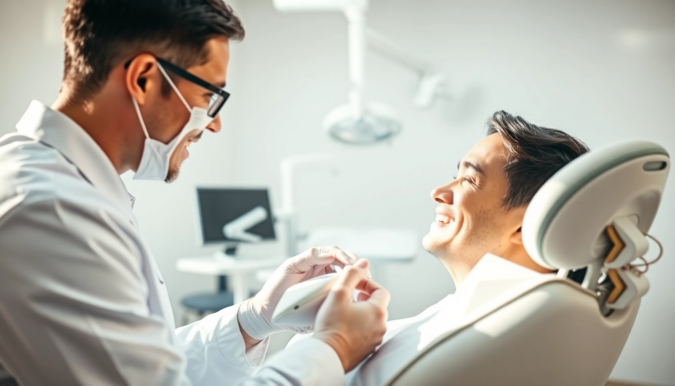 Orthodontist near by me engaged with a patient in a modern dental clinic setting.