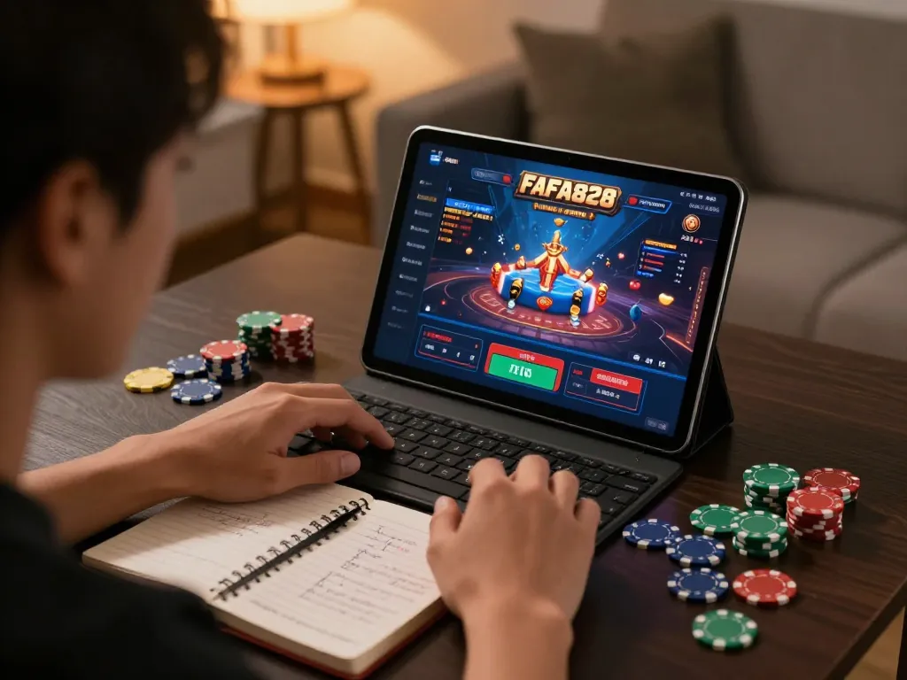 Engaging player on FAFA828 casino app, analyzing strategies and enjoying gaming experience.