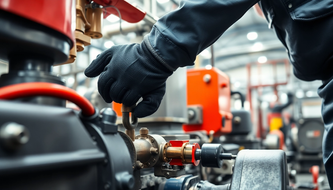 Technician executing on-site hydraulic repair on industrial equipment with expert precision.