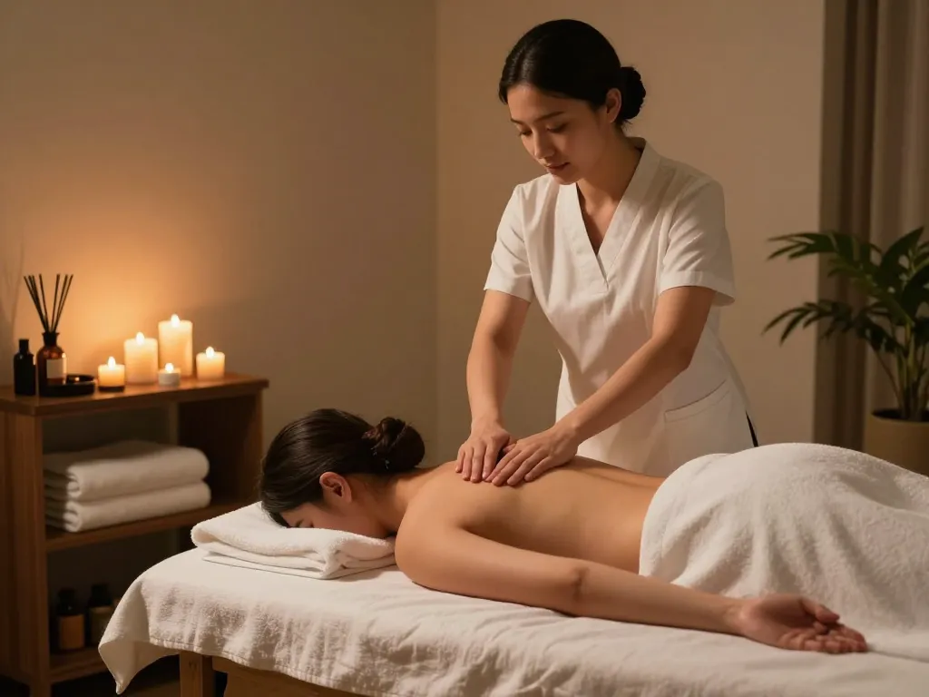 Relaxing Swedish massage room showcasing 동대문스웨디시 therapy with soothing ambiance and professional treatment.