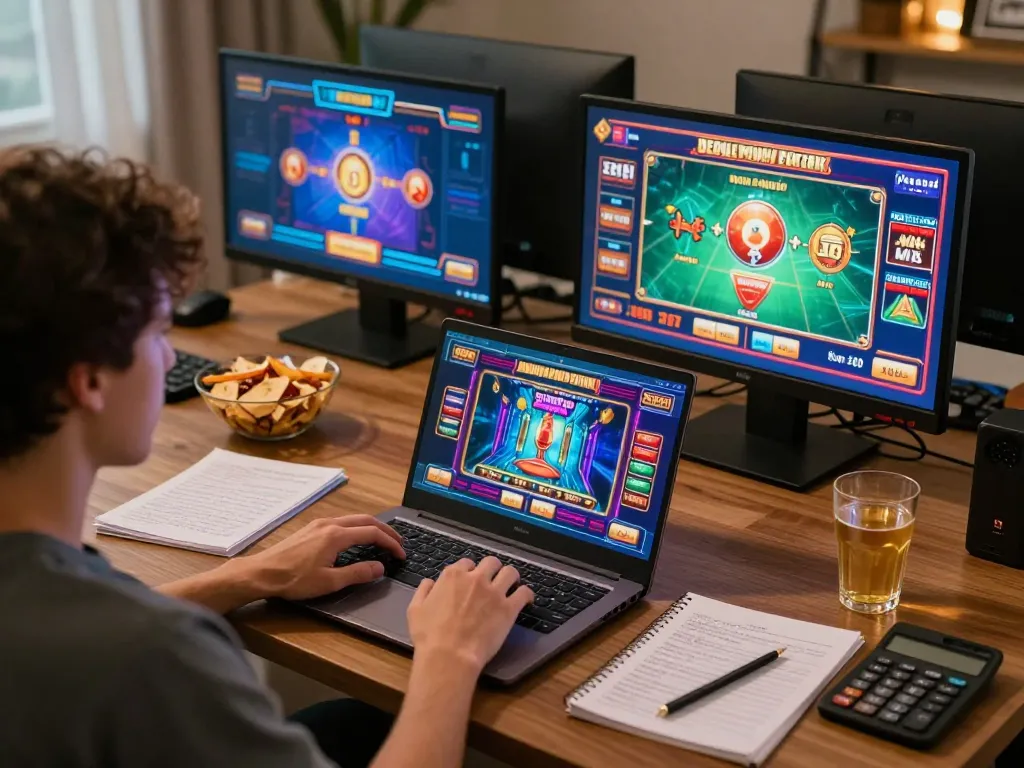 luck8 player strategically betting at an online casino from home with engaging visuals