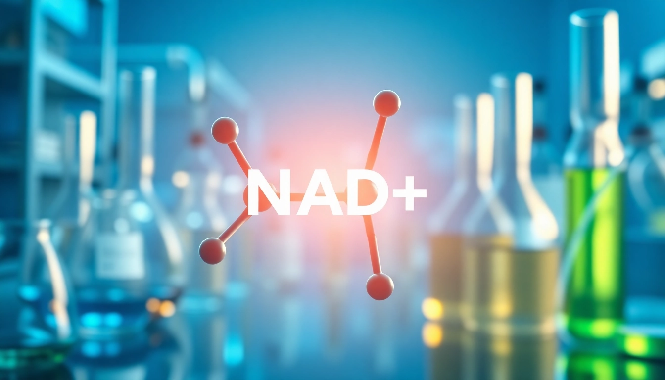 Visual representation of NAD+ molecular structure emphasizing its role in biological processes.