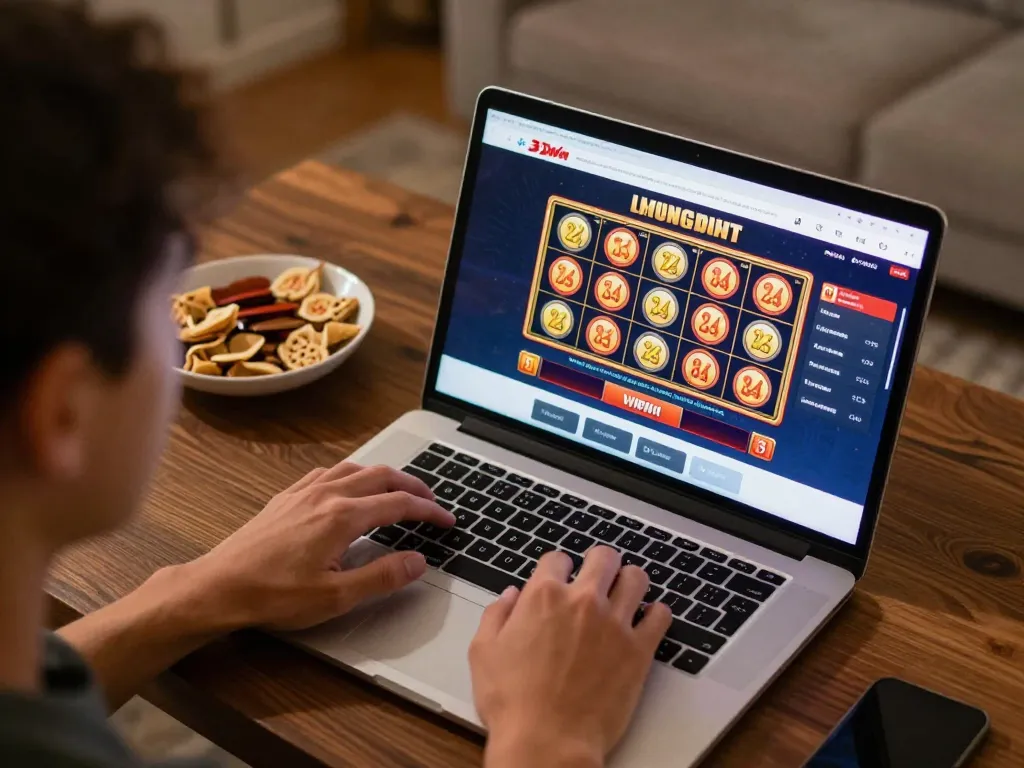 Player experiencing 32win's engaging online casino atmosphere with dynamic slot games