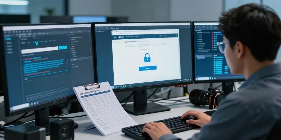 Professional security verification process on shs-dome5.com with multiple monitors and detailed display.