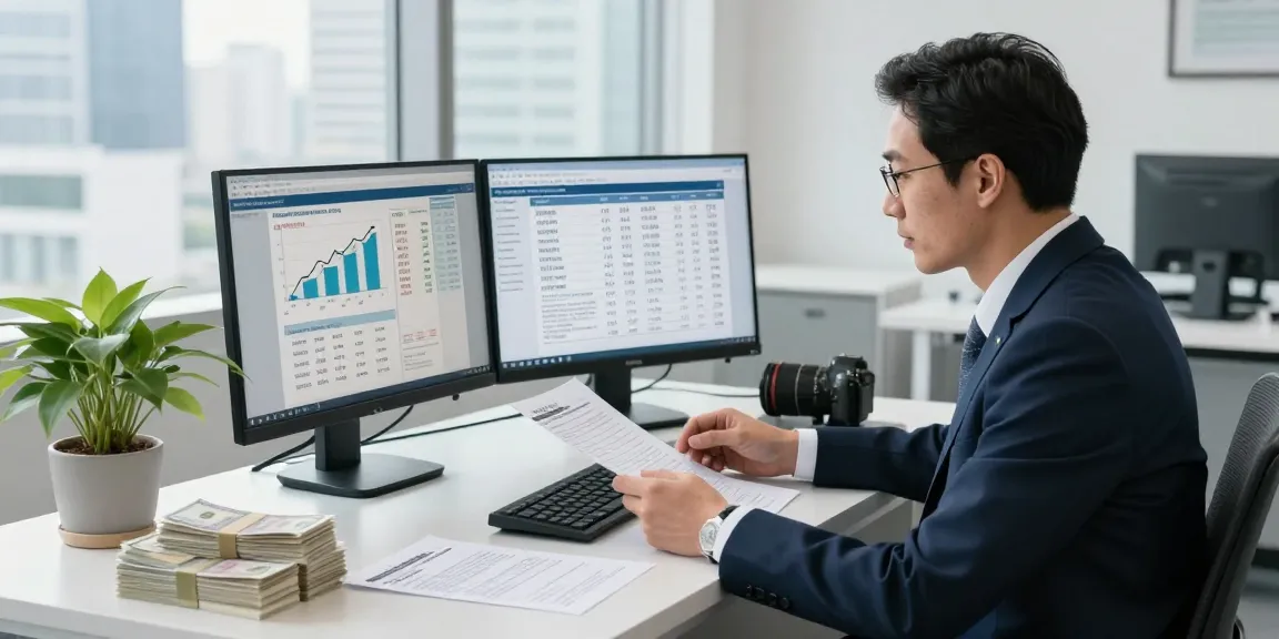 Discussing deposit 5000 strategies in a modern banking office setting with financial advisor and technology.