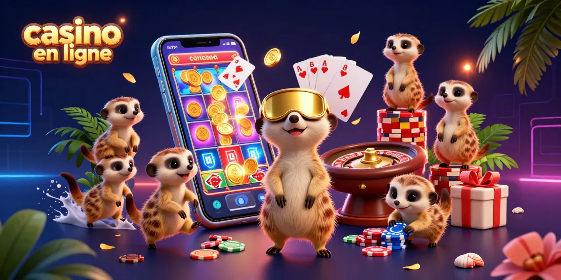 Les suricates gèrent un casino en ligne coloré avec des jeux de cartes et des machines à sous dynamiques.