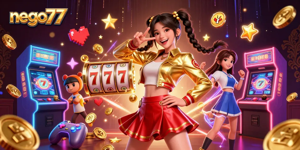 Experience euphoric winnings at nego77 with a vibrant casino illustration showcasing fun gaming elements.