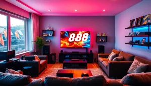 Engaging TV88 gaming setup featuring a large TV and cozy environment.