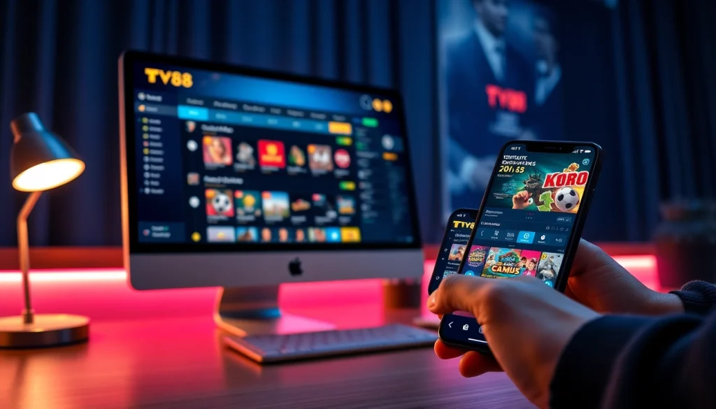 TV88 online gambling platform interface showcasing secure gaming experience and diverse betting options.