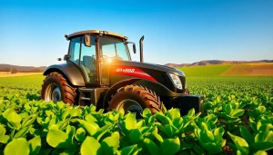 Showcasing the AF88 tractor working efficiently in a vibrant agricultural field.