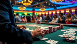 Action at a 79king casino table with vibrant cards and enthusiastic players.