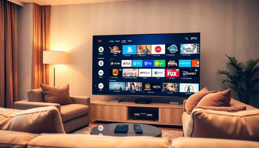 Engaging view of iron tv interface showcasing diverse channels in a cozy living room.
