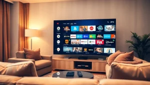 Engaging view of iron tv interface showcasing diverse channels in a cozy living room.