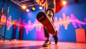 MV88 microphone enhancing the sound experience of a dancer in a vibrant studio setting.