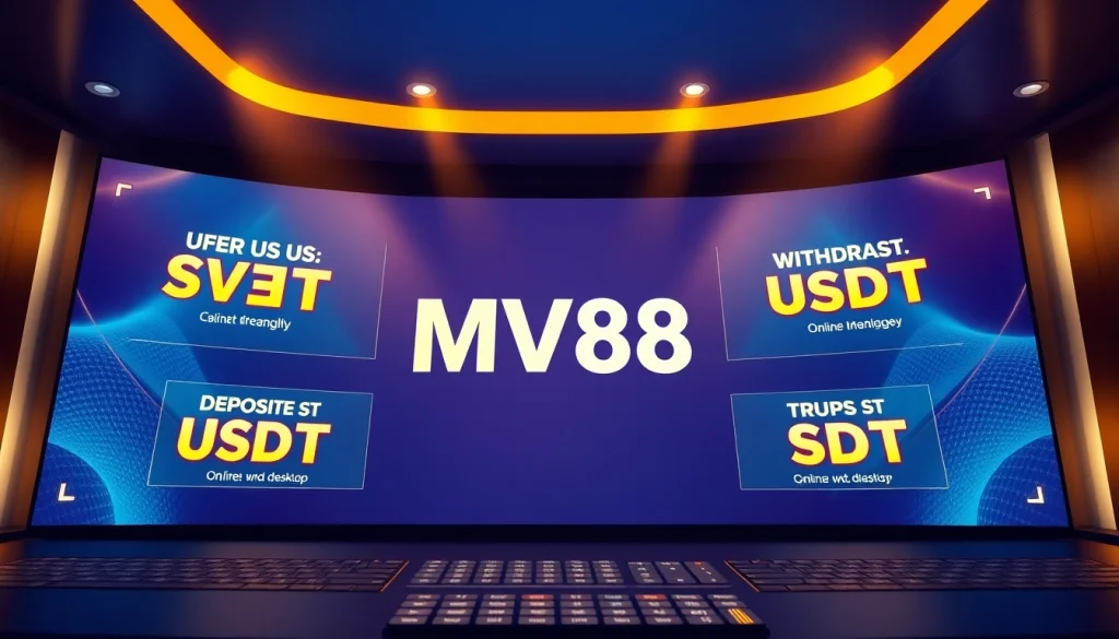 Engaging visual of MV88 gambling platform showcasing secure USDT transactions and user-friendly interface.