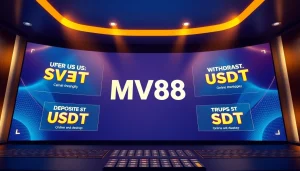 Engaging visual of MV88 gambling platform showcasing secure USDT transactions and user-friendly interface.