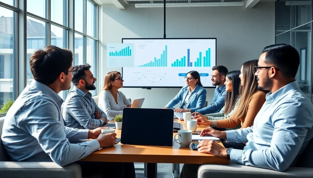 Team collaborating on Cost-Effective IT Management strategies in a bright office.