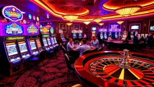KJC AC 2 casino scene with vibrant slot machines and poker tables.