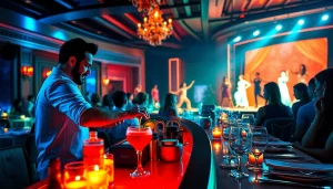 Dinner sxm at Club Noir, highlighting vibrant nightlife with cocktails and captivating performances.