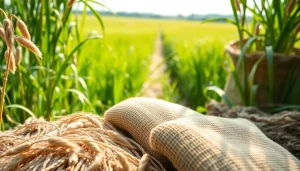 Jute plant showcasing its fiber texture in a verdant agricultural setting.