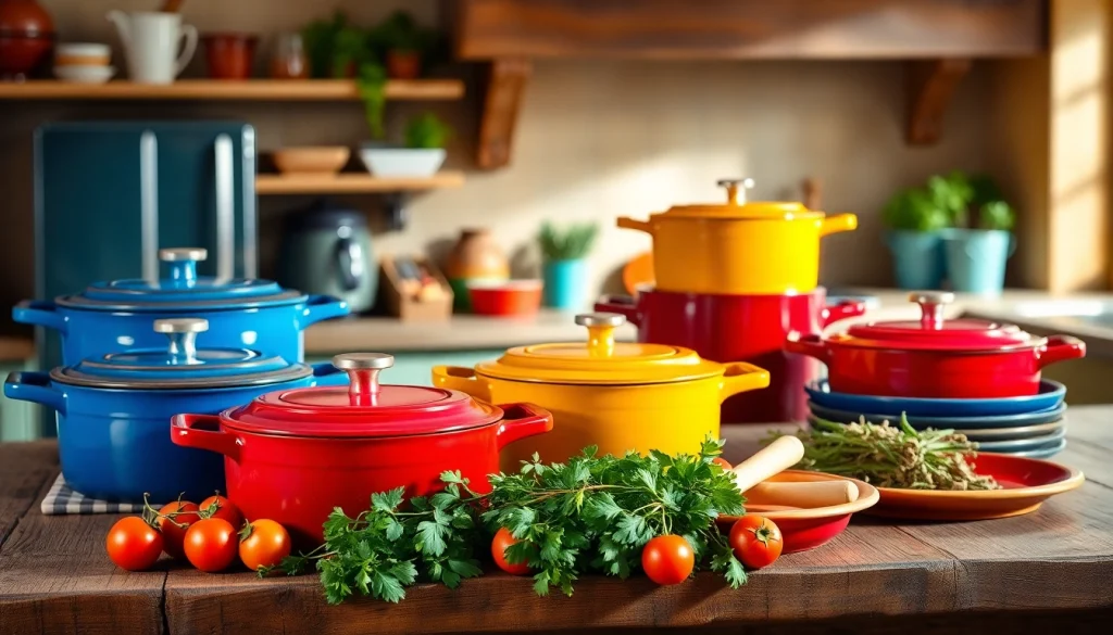 Shop for vibrant cookware where to buy Le Creuset in NZ presented in a cozy kitchen setting.
