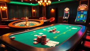 Experience the thrill of winning with SUNWIN at a vibrant poker table showcasing chips and cards.