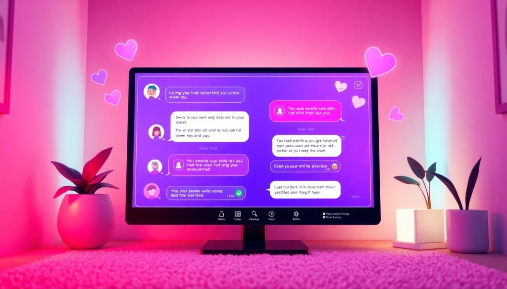 Engaging AI sexting chat interface showcasing virtual intimacy and playful emojis.