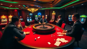 Experience thrilling gambling action at daga com with vibrant casino tables and excited players.