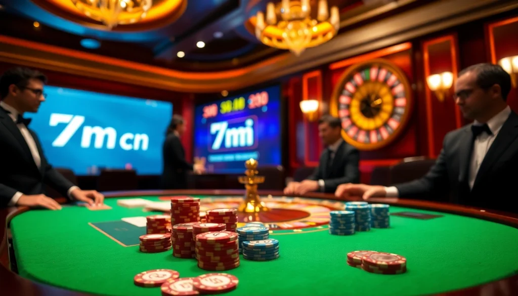 Experience thrilling gameplay at 7m cn's luxurious poker tables surrounded by high-stakes action.