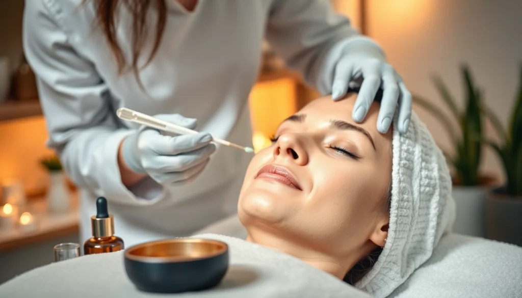 Applying a VI Peel Nyack treatment in a serene spa environment for glowing skin.