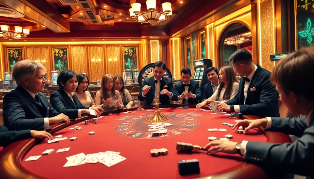 Experience the thrill of the casino with no hu at an upscale poker table filled with excitement.