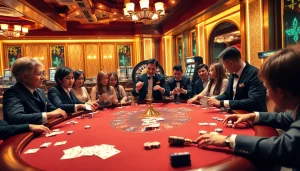 Experience the thrill of the casino with no hu at an upscale poker table filled with excitement.