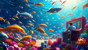 Players engaging in game bắn cá đổi thưởng amidst lively underwater visuals.