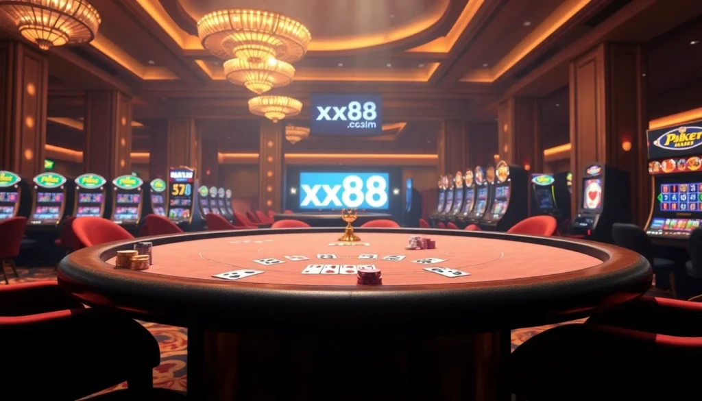 Experience the thrill of games at xx88.com with vibrant casino tables and professional atmosphere.