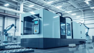 High-precision plastic injection molding machine in modern industrial setting