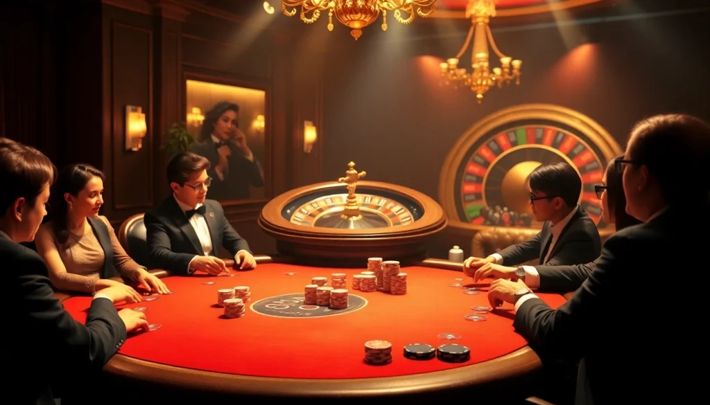 Engaging players at kkwin.com in a dynamic online casino setting with poker chips and a roulette wheel.