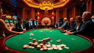 Engaged gamblers at an AF88 poker table enjoying strategic gameplay and high stakes.