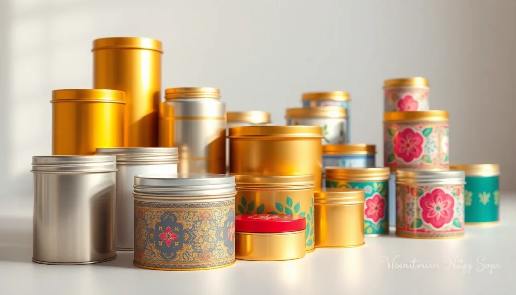 Customized tin boxes showcasing diverse shapes and vibrant colors for effective branding.