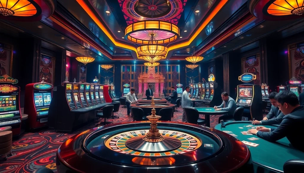 Engaged players enjoying vibrant games at u8888's luxurious casino environment.