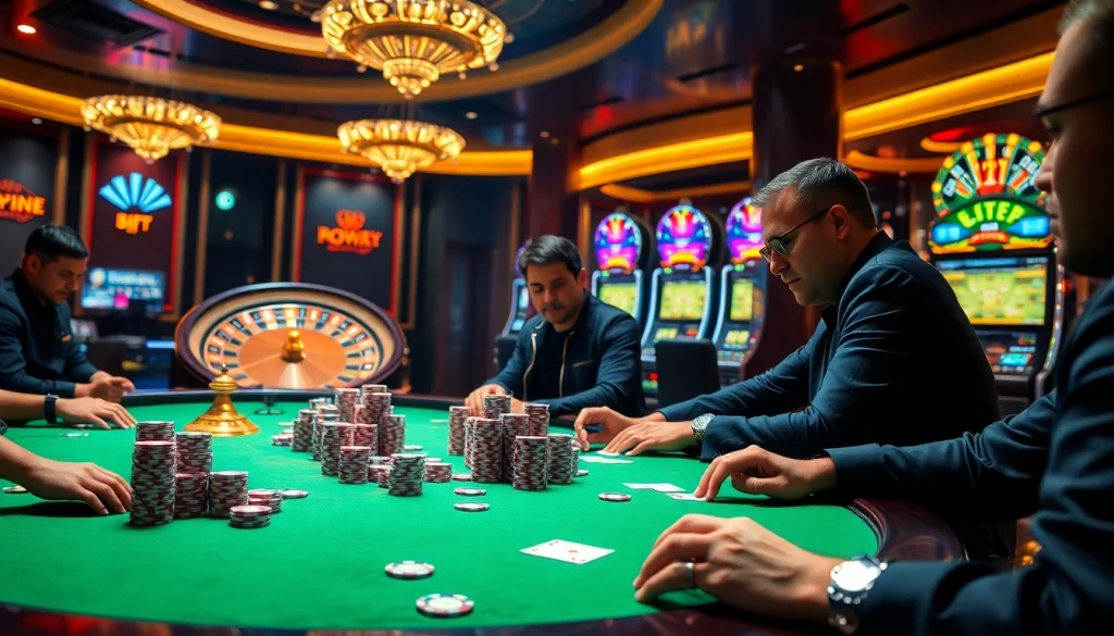 NOVA88 enhances excitement with high-stakes poker game and luxury casino atmosphere.